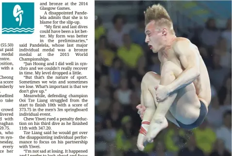  ??  ?? Hair-raising experience: England’s Jack Laugher competing in the men’s 3m springboar­d final yesterday.