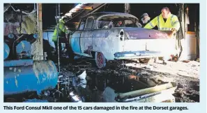  ??  ?? This Ford Consul MkII one of the 15 cars damaged in the fire at the Dorset garages.