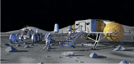  ?? NASA ?? A Nasa image shows an imagined lunar outpost on the moon.