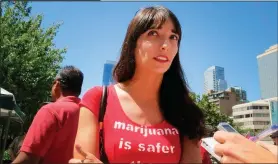  ??  ?? Marijuana activist Jodie Emery notes that since last year’s 4/20 festival at Sunset Beach, many storefront dispensari­es across Canada have been raided by police.