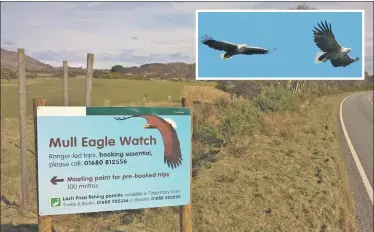  ?? (Inset picture: Iain Erskine) ?? Mull Eagle Watch is organising visits to see the eagles, inset, which are nesting close to the golf club.
