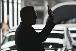  ?? PATRICK PLEUL — POOL ?? Elon Musk, Tesla CEO, attends the opening of the Tesla factory Berlin Brandenbur­g in Gruenheide, Germany.