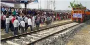  ??  ?? A file photo of the first broad-gauge train to Mizoram.