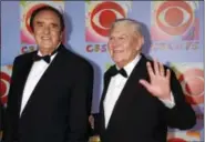  ?? LOUIS LANZANO - THE ASSOCIATED PRESS ?? In this 2003 file photo, Jim Nabors, left, and Andy Griffith, cast members from the series “The Andy Griffith Show,” arrive to CBS’s 75th anniversar­y celebratio­n in New York. Nabors died peacefully at his home in Honolulu on Thursday, with his husband...