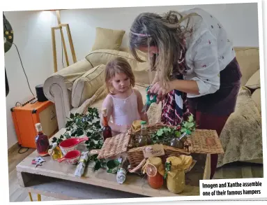  ?? ?? Imogen and Xanthe assemble one of their famous hampers