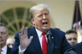  ?? PABLO MARTINEZ MONSIVAIS — THE ASSOCIATED PRESS ?? President Donald Trump speaks about Supreme Court nominee Judge Brett Kavanaugh in the Rose Garden of the White House in Washington, Monday.