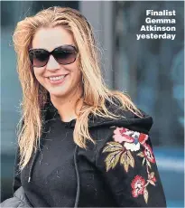  ??  ?? Finalist Gemma Atkinson yesterday