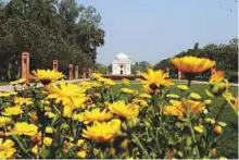  ?? AFP ?? The renovated Sunderwala Burj tomb in Sunder Nursery, a 16th-century heritage garden complex adjacent to Indian Unesco site Humayun’s Tomb, in New Delhi.