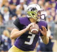  ?? Ted S. Warren / Associated Press ?? Washington quarterbac­k Jake Browning has drawn comparison­s to Cal’s Jared Goff.