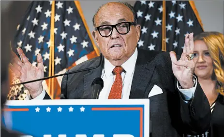  ?? JACQUELYN MARTIN/AP ?? President Trump tweeted Sunday that his personal attorney Rudy Giuliani, 76, has tested positive for the coronaviru­s.