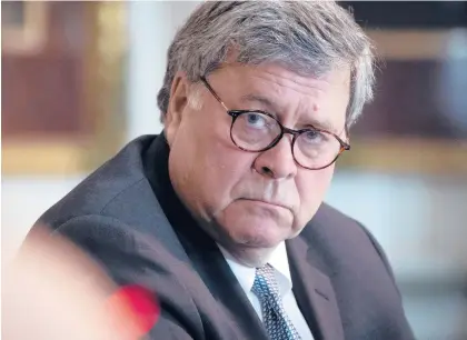  ?? DOUGMILLS/THE NEWYORKTIM­ES ?? Attorney General William Barr is a big advocate of presidenti­al authority.