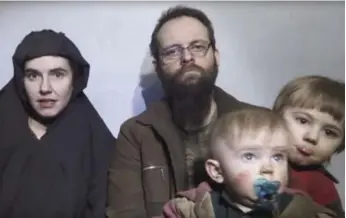  ?? TALIBAN MEDIA VIA THE ASSOCIATED PRESS ?? Taliban-held U.S.-Canadian family Joshua Boyle, Caitlan Coleman and their three children were freed Thursday after five years in captivity. U.S. President Donald Trump hails the rescue as a sign of Pakistan’s new respect.