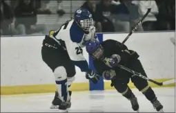  ?? BY JOE BOYLE ?? Saratoga and Christian Brothers Academy face off at the Albany County Hockey Facility on January 11.