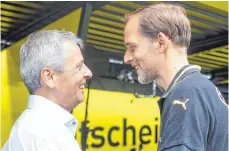  ?? FOTO: IMAGO ?? Lucien Favre, hier noch als Angestellt­er Mönchengla­dbachs, gilt als Kandidat für die mögliche Nachfolge Thomas Tuchels beim BVB.