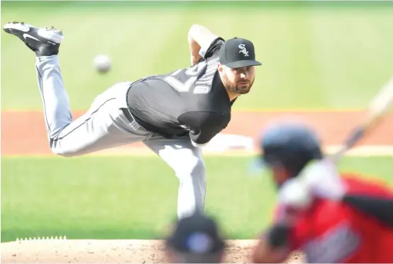  ?? GETTY IMAGES ?? Lucas Giolito bounced back from a rough start on Opening Day by holding the Indians scoreless through six innings. The Sox scored all four runs in the ninth.