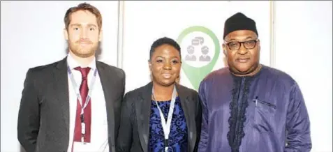  ??  ?? Commercial Director, Clarion Events West Africa, Russell Hughes (left); Event Manager, Multimodal West Africa, Jadesola Ogundimine­gha; and Executive Secretary/ceo Nigeria Shippers Council, Hassan Bello, at the just concluded Multimodal West Africa 2018...