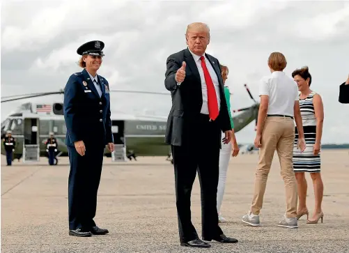  ?? AP ?? A confident Donald Trump arrives at Andrews Air Force Base, Maryland.