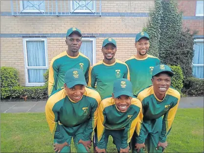  ??  ?? YOUNG STARS: The Metro Eagles Cricket Club players who turned out for the South African team in the Tri-Nations tournament held in the United Kingdom are, back from left, Ayanda Kolisi, Phaphama Mntana and Winsron Johnson, and front, Siyabulela...