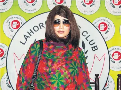  ?? AFP ?? Pakistani social media celebrity Qandeel Baloch arrives for a press conference in Lahore on June 28, 2016. She was killed by her younger brother less than a month later.