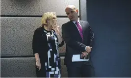  ?? SEAN KILPATRICK / THE CANADIAN PRESS ?? Green party leader Elizabeth May and NDP MP Nathan Cullen at a Liberal press conference Wednesday. In the absence of any attempt by the Liberals to seek all-party consensus, a referendum on electoral reform takes on greater weight, Andrew Coyne writes.