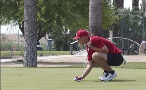  ??  ?? Imperial High’s Ryan Dale competes in the IVL individual championsh­ip prelims last week at Del Rio Country Club in Brawley on April 26. The Tiger senior won this year’s individual league title after shooting an 86 at Las Barrancas in Yuma on Friday....