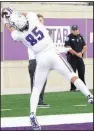  ?? Photo courtesy of UCA ?? Sophomore tight end Jack Short drags his foot in the end zone to stay inbounds as he catches a touchdown pass Saturday to give UCA a 16-7 victory over Abilene Christian in Abilene, Texas.