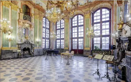  ?? The Associated Press ?? A ballroom at the Ksiaz Castle in Walbrzych, southweste­rn Poland. The castle was seized by the Nazis in 1941 as a future residence for Hitler.