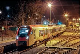  ?? Dean Parsons ?? Transport for Wales Stadler Class 231 FLIRT 231002 made its debut between Cardiff Central and Rhymney on a test run over the route overnight on January 14/15. The unit stands at Rhymney on the morning of January 15.