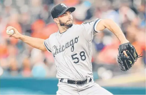  ?? | MITCHELL LAYTON/ GETTY IMAGES ?? Former Oriole Miguel Gonzalez had an emotional night Friday, taking the loss in the park he used to call home as the Sox got just two runs off 12 hits.