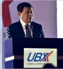  ??  ?? Former Senate President andHouse Speaker Manny Villar delivers the keynote address during the 45th Anniversar­y celebratio­n of U-Bix Corporatio­n.