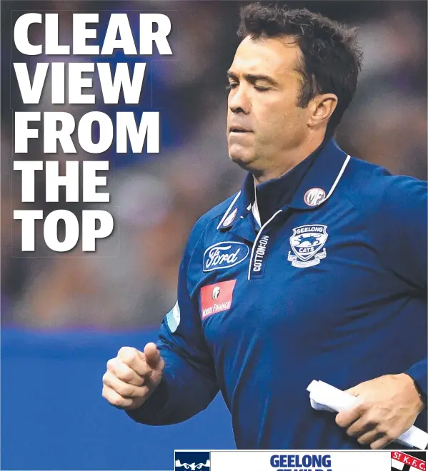  ?? Picture: JULIAN SMITH ?? RIGHTING THE SHIP: Geelong coach Chris Scott will be keen to have his players return to top form.