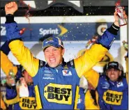  ?? (AP/John Raoux) ?? Matt Kenseth, shown celebratin­g his Daytona 500 title in 2012, will come out of retirement and drive for Chip Ganassi Racing as the replacemen­t driver for Kyle Larson. Larson was fired two weeks ago for using a racial slur during a virtual race.