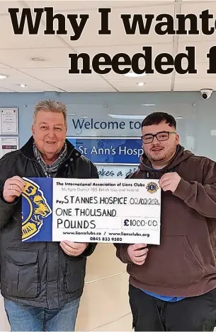  ?? Picasa ?? ●●Sale and District Lions Club has raised £1,000 for St Ann’s Hospice