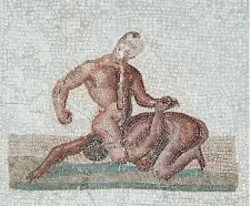  ??  ?? Tensione Lottatori da Gigthis, Tepidarium delle terme (II - inizio III sec. d.C.)