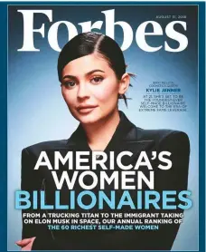  ??  ?? Kylie ocupa el tercer lugar en la lista de las celebridad­es mejor pagadas de la revista Forbes.