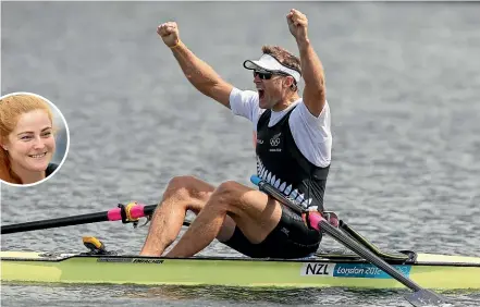  ?? ?? Olympic rowing great Mahe Drysdale and Kirstie Klingenber­g, inset, are co-chairs of a newly formed athlete union that has launched an employment case against High Performanc­e Sport NZ.