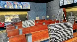  ??  ?? Ka Whaihanga – 10 artists work on weaving old traditions into new spaces, exhibited at Futuna Chapel, Karori; below, The many woven stars of Whetu¯rangi at Waitohi, Johnsonvil­le.