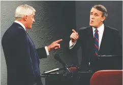  ?? Fred Chartrand / The Cana dian Press Files ?? Liberal leader John Turner and Conservati­ve leader
Brian Mulroney point fingers in a 1984 debate.