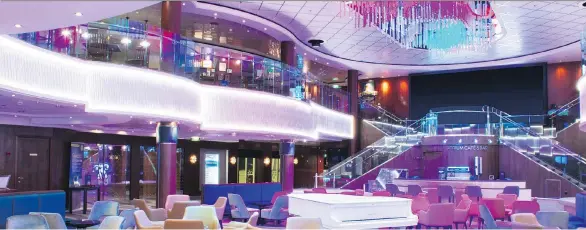  ??  ?? All components in the Norwegian Jewel’s newly updated atrium were modelled from its sister ship, the Norwegian Jade.