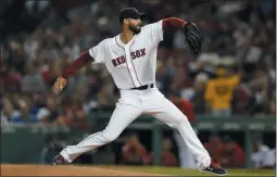  ?? MICHAEL DWYER ?? FILE - In this Sept. 8, 2019, file photo, Boston Red Sox’s Rick Porcello pitches during the first inning of a baseball game against the New York Yankees, in Boston.