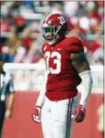  ?? BUTCH DILL — THE ASSOCIATED PRESS ?? Alabama linebacker Anfernee Jennings (33) lines up for the play against Citadel during the second half of an NCAA college football game, Saturday in Tuscaloosa, Ala.