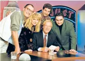  ??  ?? At the coalface of change: Nicholas Parsons, now 94, was host of Sale of
the Century from 1971 to 1983, below left, and for 50 years has presided over Radio 4’s Just a Minute, shown above with a 1994 panel