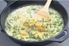  ?? Deb Lindsey, Special to The Washington Post ?? Creamy Parmesan Spring Vegetable Skillet.