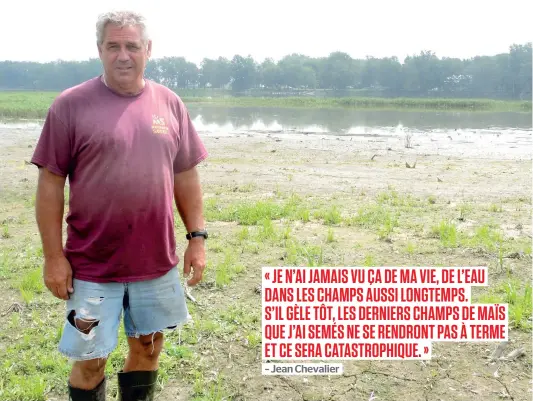  ?? PHOTO MARIE-ÈVE DUMONT ?? Les champs de Jean Chevalier, agriculteu­r à Saint-Ignace-de-Loyola, dans Lanaudière, sont toujours gorgés d’eau en plein juillet.