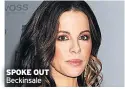  ??  ?? SPOKE OUT Beckinsale