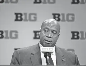  ?? THOMAS J. RUSSO/USA TODAY SPORTS ?? Big Ten commission­er Kevin Warren, seen March 12, has pointed to advancemen­ts in rapid testing as a reason for the Big Ten’s decision reverse course and play football in the fall.