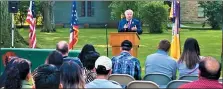  ?? SUBMITTED ?? State Rep. Dan Troy speaks during a recent naturaliza­tion ceremony at the James. A. Garfield National Historic Site in Mentor.