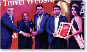  ??  ?? The award was given to FABgetaway­s.com and, received by Raaj Bajaj, Founder &amp; CEO and Kaushal Gandhi, Senior Manager - Business Developmen­t