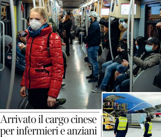  ?? (Ansa/Ottico) ?? In viaggio Anche sulla metropolit­ana i viaggiator­i indossano mascherine protettive