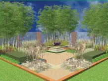  ??  ?? SIT BACK You Talk, I’ll Listen, the Samaritans’ garden, is a calm, relaxing social space using soft woodlands styling to highlight the powerful effects of simply talking about problems